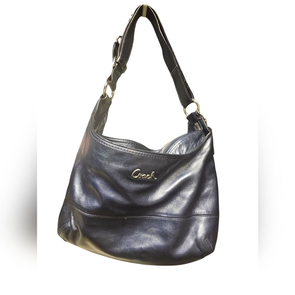 COACH #F17489 Blue Shimmer Leather East/West Duffle Double Strap